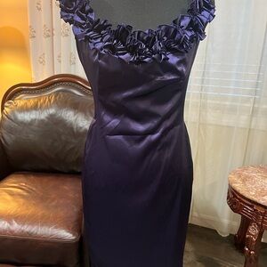 dressbarn Elegant Purple Ruffle Midi Dress